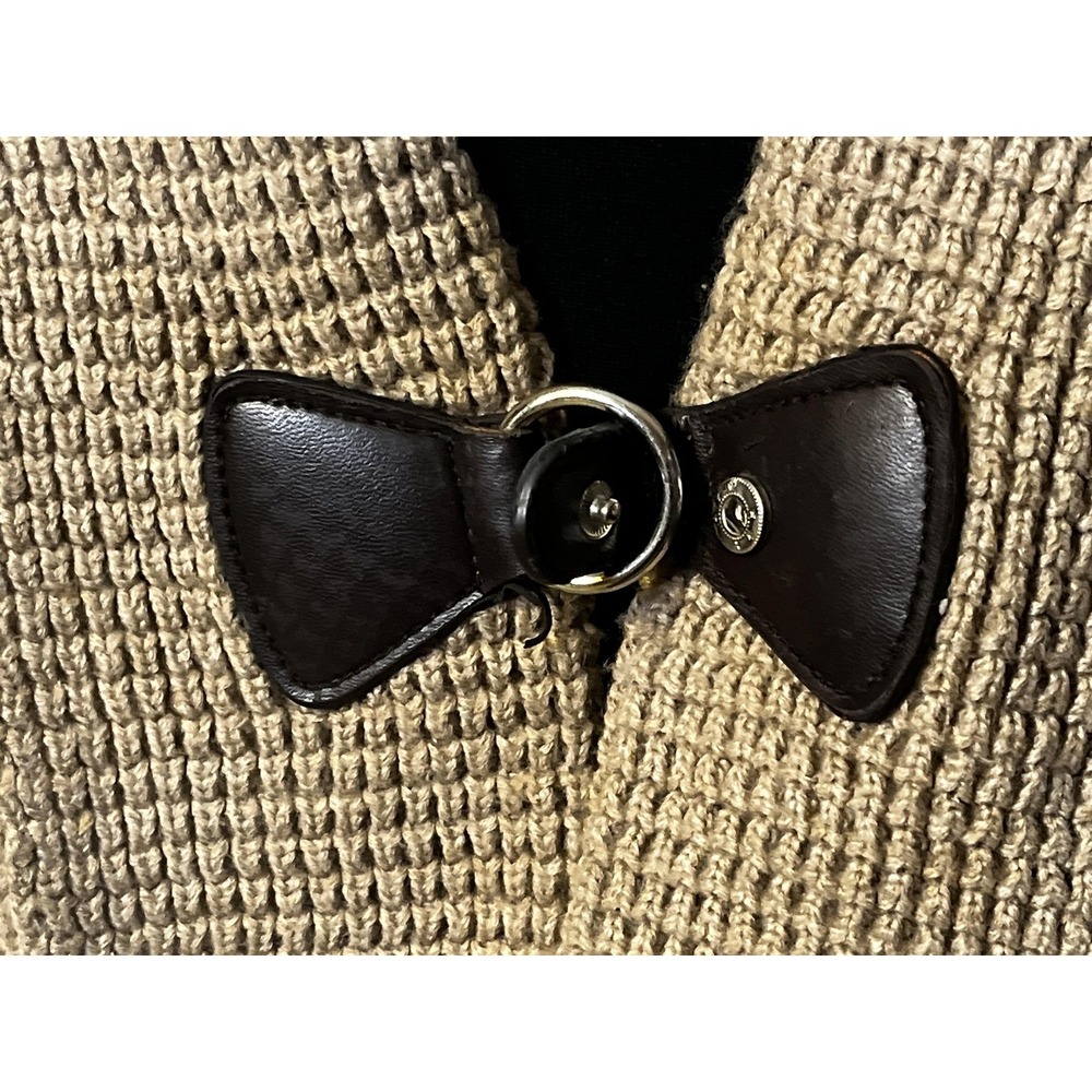 Soft Surroundings Cardigan Sweater Womens Medium Beige Waffle Knit Toggle Strap - Picture 6 of 11